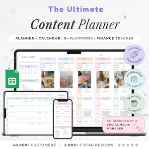 Content Planner Social Media Calendar Spreadsheet Monthly Content Tracker Social Media Posting Plan Instagram TikTok Google Sheets Template