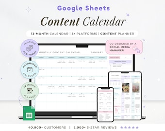 Social Media Content Kalender Template Monthly Content Planner Google Sheets Social Media Planner Post Spreadsheet Instagram TikTok Facebook