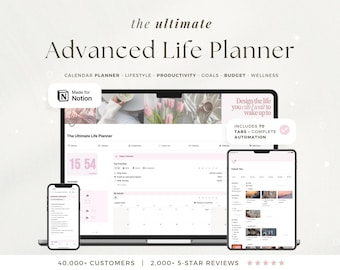 Notion Advanced Life Planner All in One Notion Template ADHD Adult Planner Notion That Girl Aesthetic Second Brain Digital Planner 2025 2026