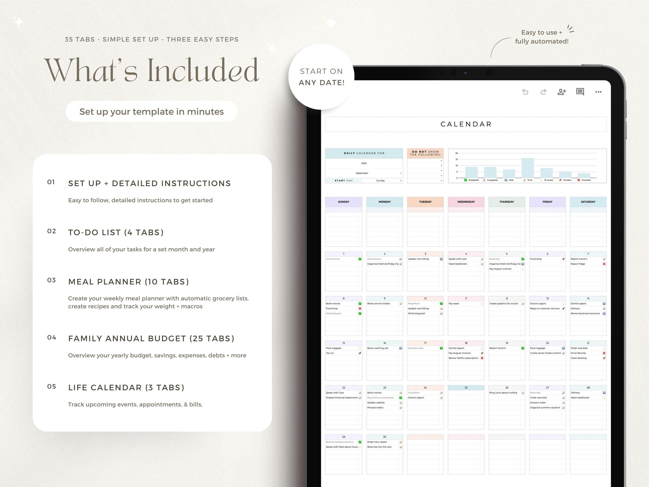 Busy Mom Planner 2025 Spreadsheet Life Planner ADHD Mom Digital Planner ...