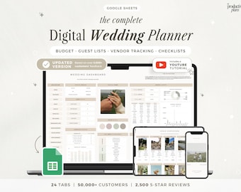 Wedding Planner Spreadsheet Digital Wedding Budget Tracker Google Sheets Wedding Checklist Guest List Seating Plan Wedding Itinerary Gift