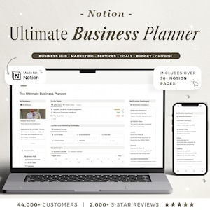 Notion-sjabloon Business Planner CRM Notion Business Dashboard Notion Content E-commerce Notion Freelance Small Business Notion Work Planner