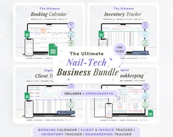 Nail Salon Business Spreadsheet Google Sheets Template Nail Tech Business Bookkeeping Inventory Order Invoice Client Appointment Tracker