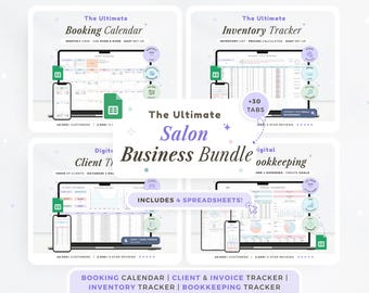 Salon Business Spreadsheet Google Sheet Template for Hair Salon Beauty Business Bookkeeping Inventory Order Invoice Client Appointment Track