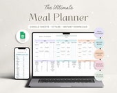 Weekly meal planner google sheets recipe journal meal planner printable spreadsheet calorie tracker automatic grocery list food inventory