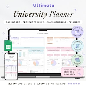 University Planner Spreadsheet Student Template Google Sheets Student Planner College Assignment Tracker Task Class Timetable Study Planner