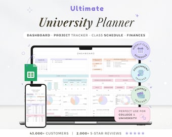 University Planner Spreadsheet Student Template Google Sheets Student Planner College Assignment Tracker Task Class Timetable Study Planner