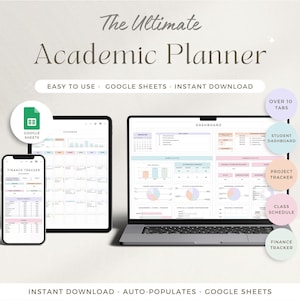 Academic Planner Spreadsheet 2025 Student Planner Google Sheets School Assignment Tracker Course Online Study Planner College Spreadsheet