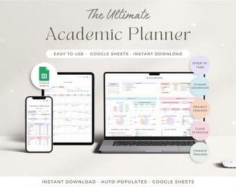 Academic Planner Spreadsheet 2025 Student Planner Google Sheets School Assignment Tracker Course Online Study Planner College Spreadsheet