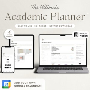 Notion Template Student Planner All in One Notion Life Planner Notion Calendar Google Notion College Notion Student Notion Personal Planner