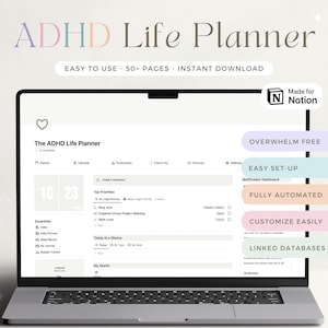 ADHD Notion Template Student ADHD Planner Notion Dashboard ADHD Digital Planner Adult adhd Notion Life Planner Notion Planner Productivity