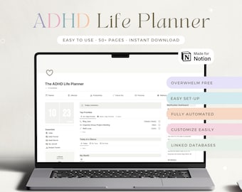 ADHD Notion Template Student ADHD Planner Notion Dashboard ADHD Digital Planner Adult adhd Notion Life Planner Notion Planner Productivity