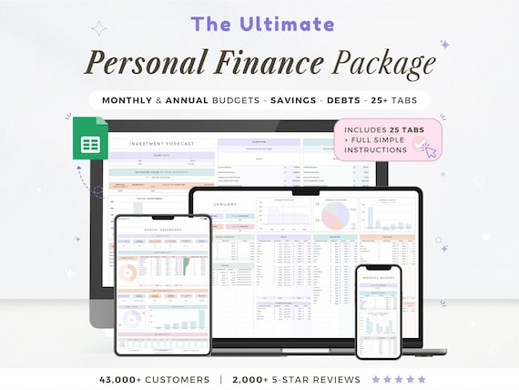 Annual Budget Google Sheets Budget Spreadsheet Monthly Biweekly Budget Tracker Bill Calendar Debt Tracker Financial Planner Yearly Budget