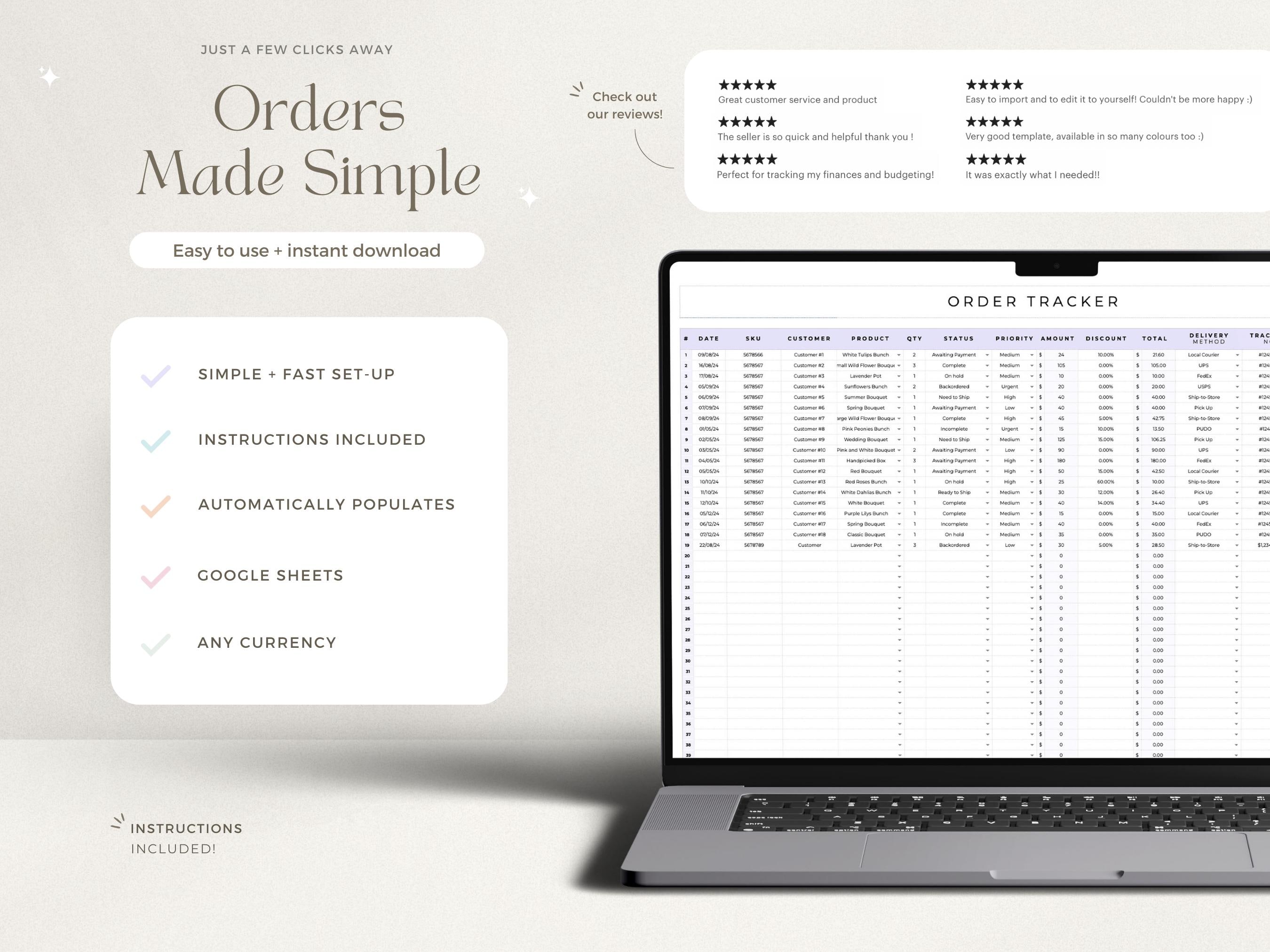 Order Tracker Spreadsheet Small Business Google Sheets Order Sales Log ...