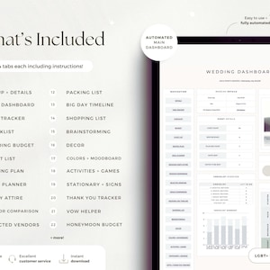 Planificador de bodas digital, seguimiento del presupuesto de la boda, hoja de cálculo del cronograma de la boda, lista de invitados a la boda, lista de verificación para la planificación de regalos de boda, Google Sheets imagen 2