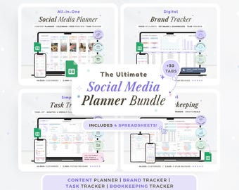 Social Media Content Planner Spreadsheetbundel Social Media Manager Content Kalendersjabloon Taaktracker Client Google Spreadsheets SMM TikTok