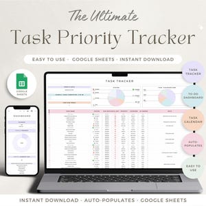Task Priority Tracker Spreadsheet To Do List Daily Weekly Monthly Plan Template Task Tracker Google Sheets Checklist Organizer Task Manager