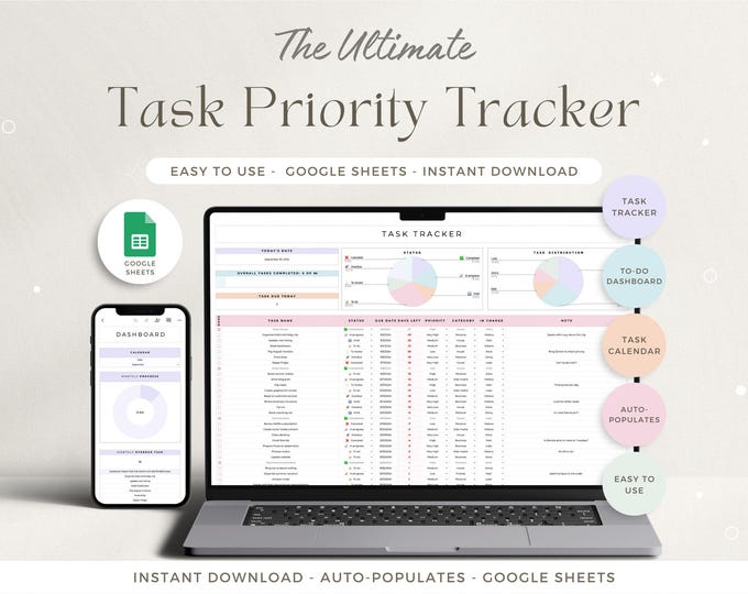 To Do List Excel Spreadsheet Task Tracker Google Sheet Task Planner ...