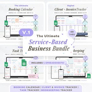 Service Business Spreadsheet Small Business Bookkeeping Client Tracker Invoice Tracker CRM Booking Calendar Google Sheets Task Tracker To-Do