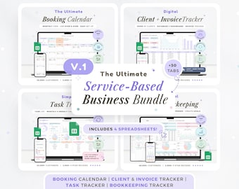 Service Business Spreadsheet Small Business Bookkeeping Client Tracker Invoice Tracker CRM Booking Calendar Google Sheets Task Tracker To-Do