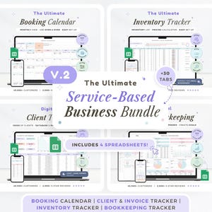 Serviced Business Planner Small Business Bundle Bookkeeping Spreadsheet Inventory Tracker Pricing Calculator Google Sheets Invoice Template