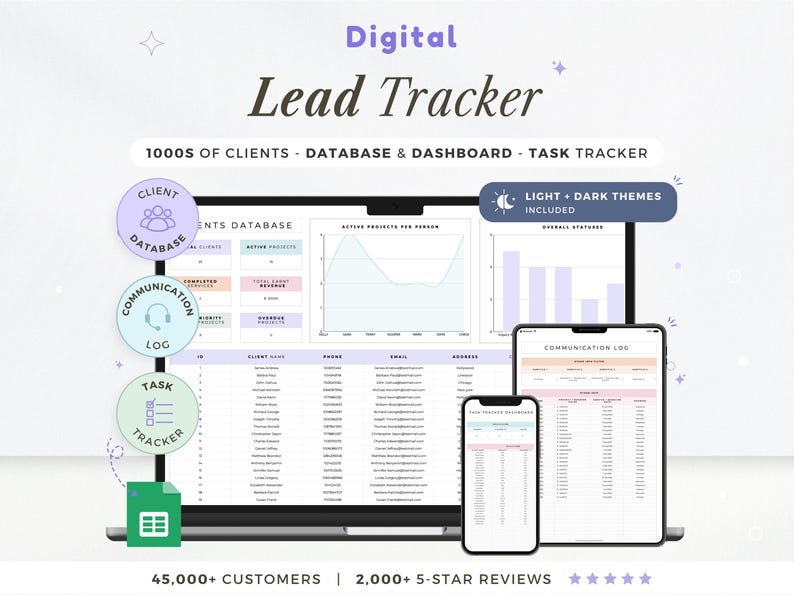 Lead Tracker Spreadsheet Digital Client List Google Sheets Lead ...