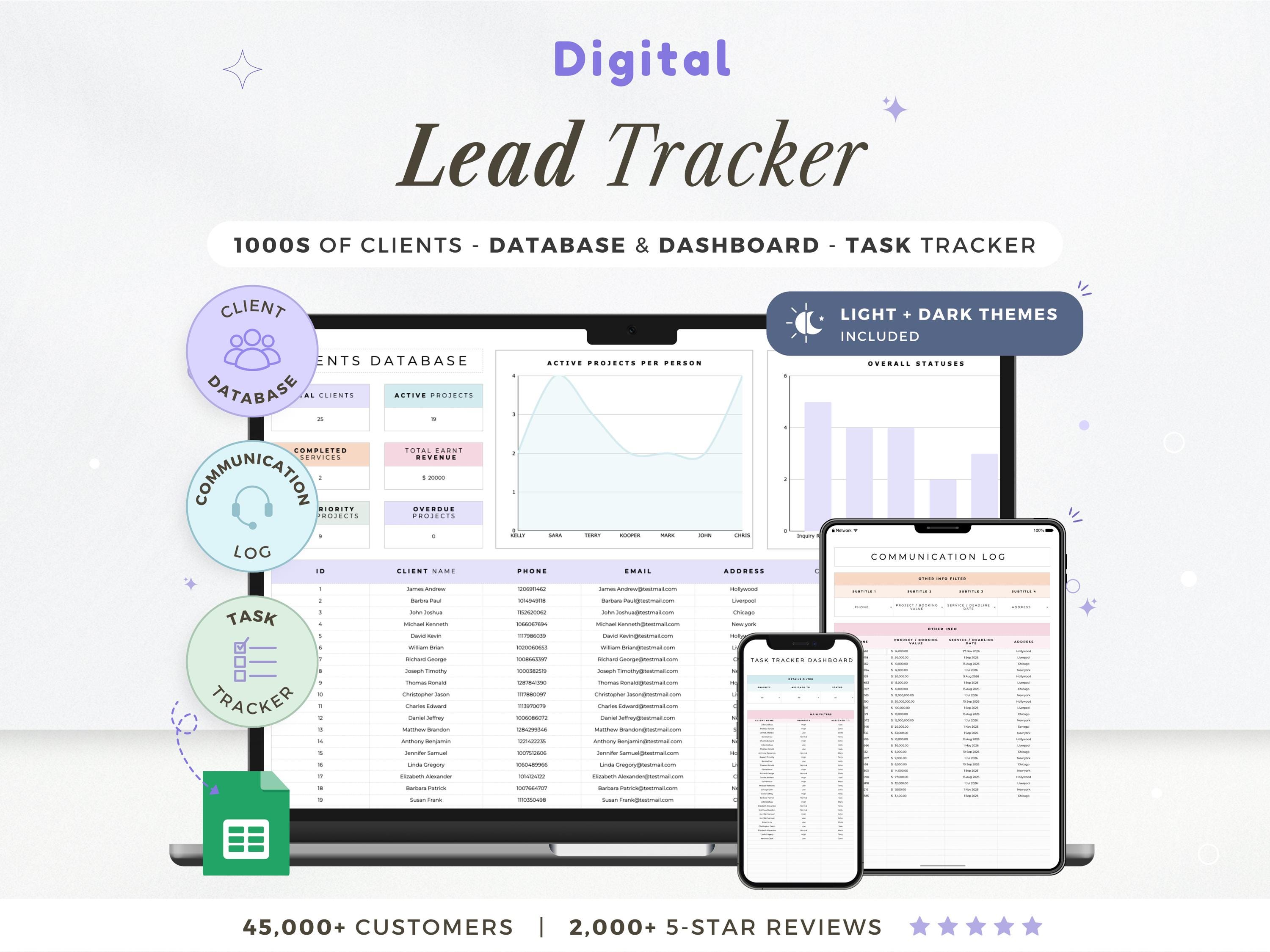 Lead Tracker Spreadsheet Digital Client List Google Sheets Lead ...