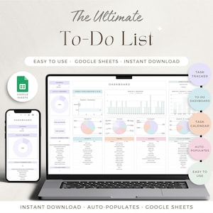 Modello di elenco di cose da fare Foglio di calcolo per pianificatore di attività Fogli Google Tracker di attività giornaliere e settimanali Pianificatore digitale Elenco di cose da fare Modello di elenco di controllo Calendario