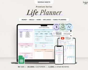 Digital Life Planner Google Sheets Budget Tracker Habit Tracker To Do List Productivity Spreadsheet Monthly Weekly Calendar Meal Template