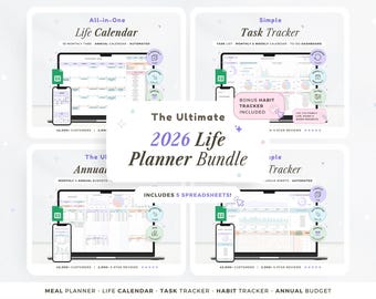 2026 Life Planner Spreadsheet Bundle Google Sheets Budget Tracker Template Annual Calendar Task Tracker Habit Tracker ADHD Digital Organizer
