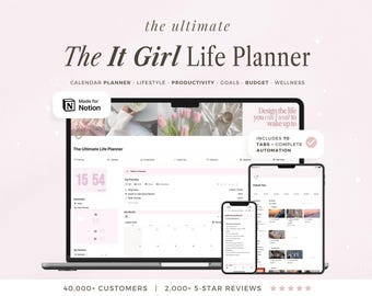It Girl Planner Notion Template Notion Life Planner Dashboard Notion Planner Aesthetic Digital Planner Budget Tracker Productivity Template