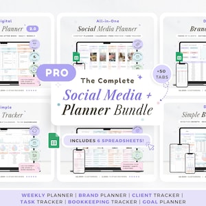 Social Media Spreadsheet Bundle Content Planner for Social Media Managers Google Sheets Task Tracker Lead Planner SMM Content Calendar Insta