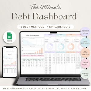 Debt Payoff Tracker Debt Spreadsheet Google Sheets Debt Calculator Net Worth Tracker Monthly Budget Planner Spreadsheet Sinking Fund Tracker