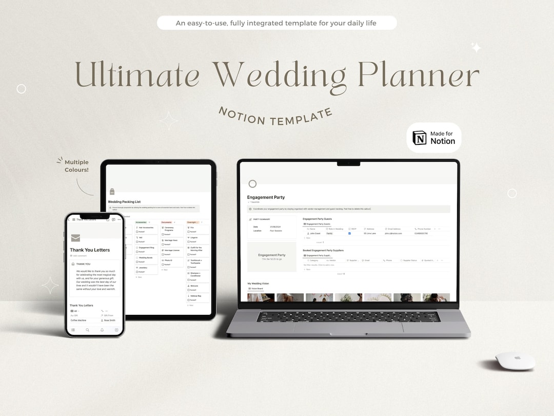 Notion Wedding Planner Notion Template Digital Wedding Planner Wedding ...