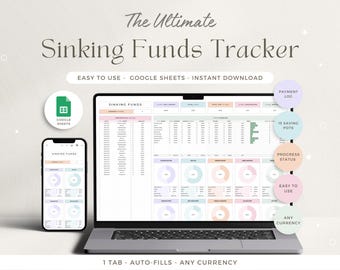 Savings Tracker Sinking Funds Tracker Google Sheets Spreadsheet Savings Template Money Savings Planner Savings Spreadsheet Goal Planner
