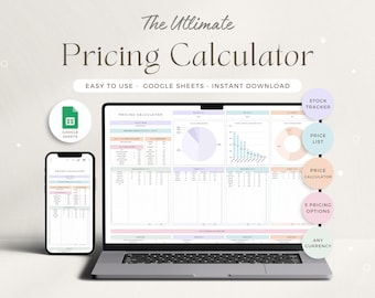 Priskalkylator Kalkylblad Småföretag Google Sheets Företagsspårning Handgjorda produkter Prismall Vinstmarginal Prisguide