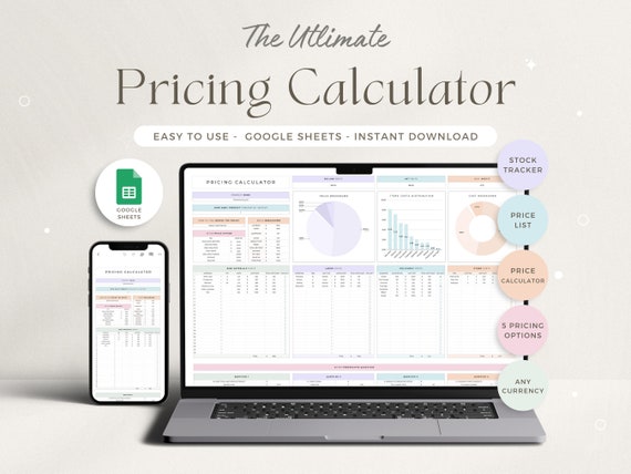 Pricing Calculator Spreadsheet Small Business Google Sheets Business Tracker Handmade Products Pricing Template Profit Margin Pricing Guide