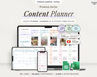 Content Planner Social Media Calendar Spreadsheet Monthly Content Tracker Social Media Posting Plan Instagram TikTok Google Sheets Template
