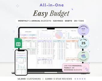 Easy Budget Planner Google Sheets Budget Spreadsheet Monthly Budgeting by Paycheck Planner Expense Tracker Annual Budget Tracker Bill Debt