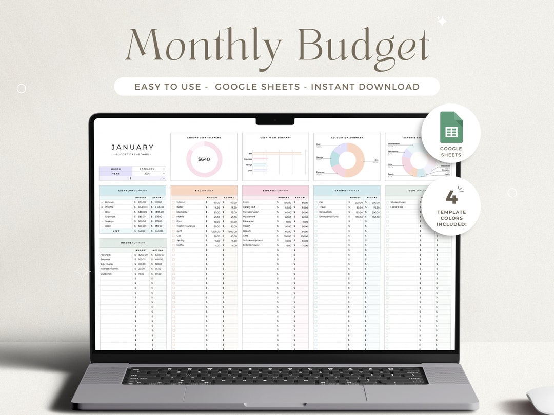 Monthly Budget Spreadsheet Google Sheets Monthly Budget Planner Bill ...