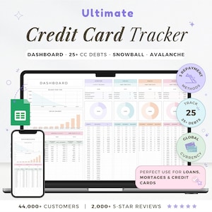 Credit Card Payoff Debt Tracker Google Sheets Debt Snowball Spreadsheet Debt Avalanche Calculator Credit Card Tracker Log Credit Score