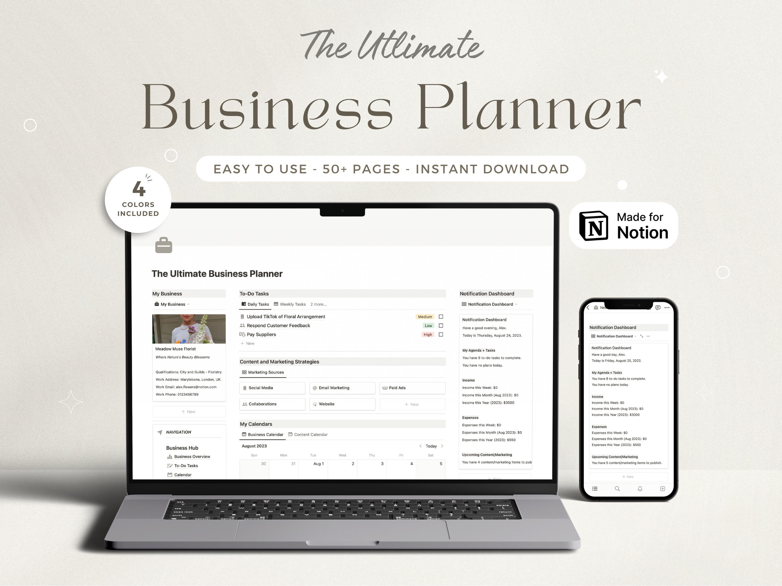 Notion Business Planner Service Based Business Dashboard Work Notion ...