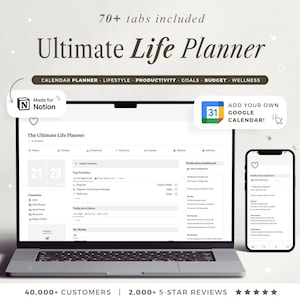 Ultimate Notion Template Planner Notion Life Planner Notion Dashboard Notion Planner Aesthetic Notion Calendar Google ADHD Notion Budget