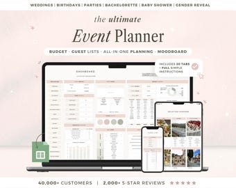 Event Planner Spreadsheet Google Sheets Party Planning Template Budget Tracker Vendor Guest List Bridal Shower Organizer Baby Shower Planner