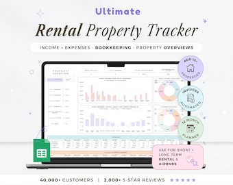 Monitoraggio degli immobili in affitto Foglio di calcolo per proprietari Entrate e spese di più immobili Fogli Google Monitoraggio dei pagamenti degli affitti Contabilità degli affitti Airbnb