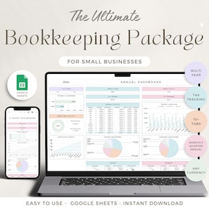 Small Business Bookkeeping Spreadsheet Google Sheets Bookkeeping Template Business Income Expense Tracker Tax Tracker Accounting Profit Loss