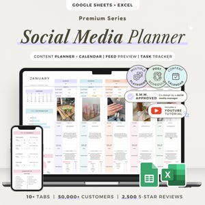 Social Media Content Planner Spreadsheet Maandelijkse Contentkalender Digitale Creators Berichtplanner Google Sheets Sjabloon Instagram TikTok