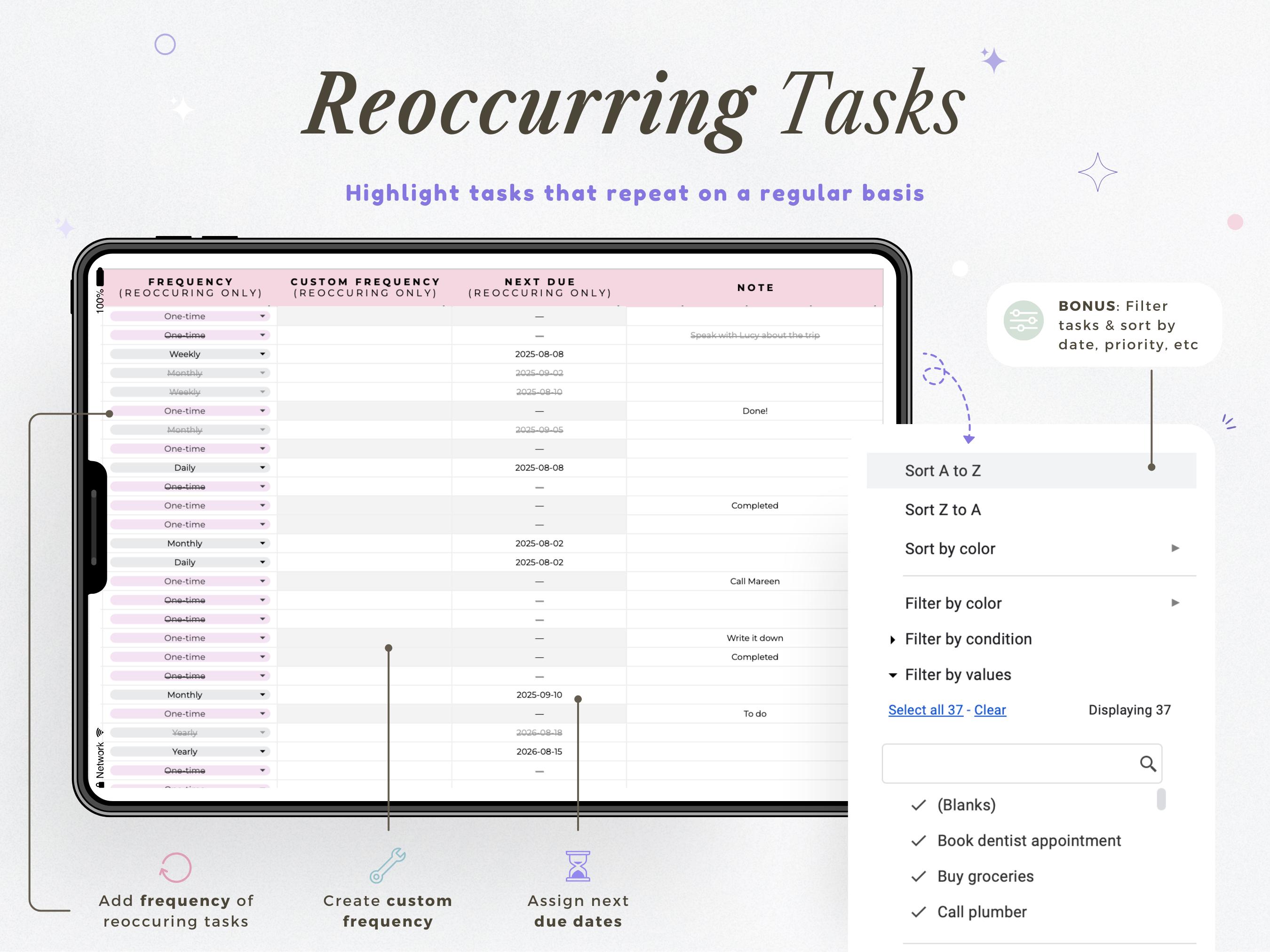 Task Tracker Spreadsheet Template Google Sheets to Do List Planner ...