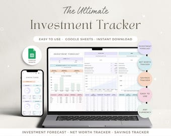 Investment Tracker Stock Portfolio Spreadsheet Google Sheets Trading Journal Crypto Watchlist Investment Tracker Networth Sinking Savings