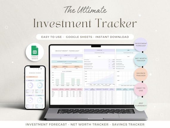 Investment Tracker Stock Portfolio Spreadsheet Google Sheets Trading Journal Crypto Watchlist Investment Tracker Networth Sinking Savings